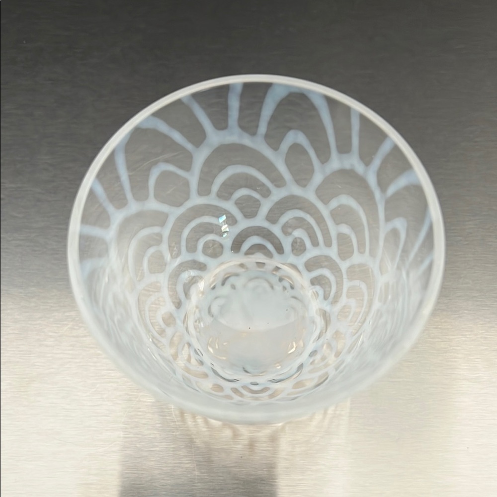 Taisho Roman Milk Glass Cold Tea Glass Cup "Nami" - Picture 6 of 9